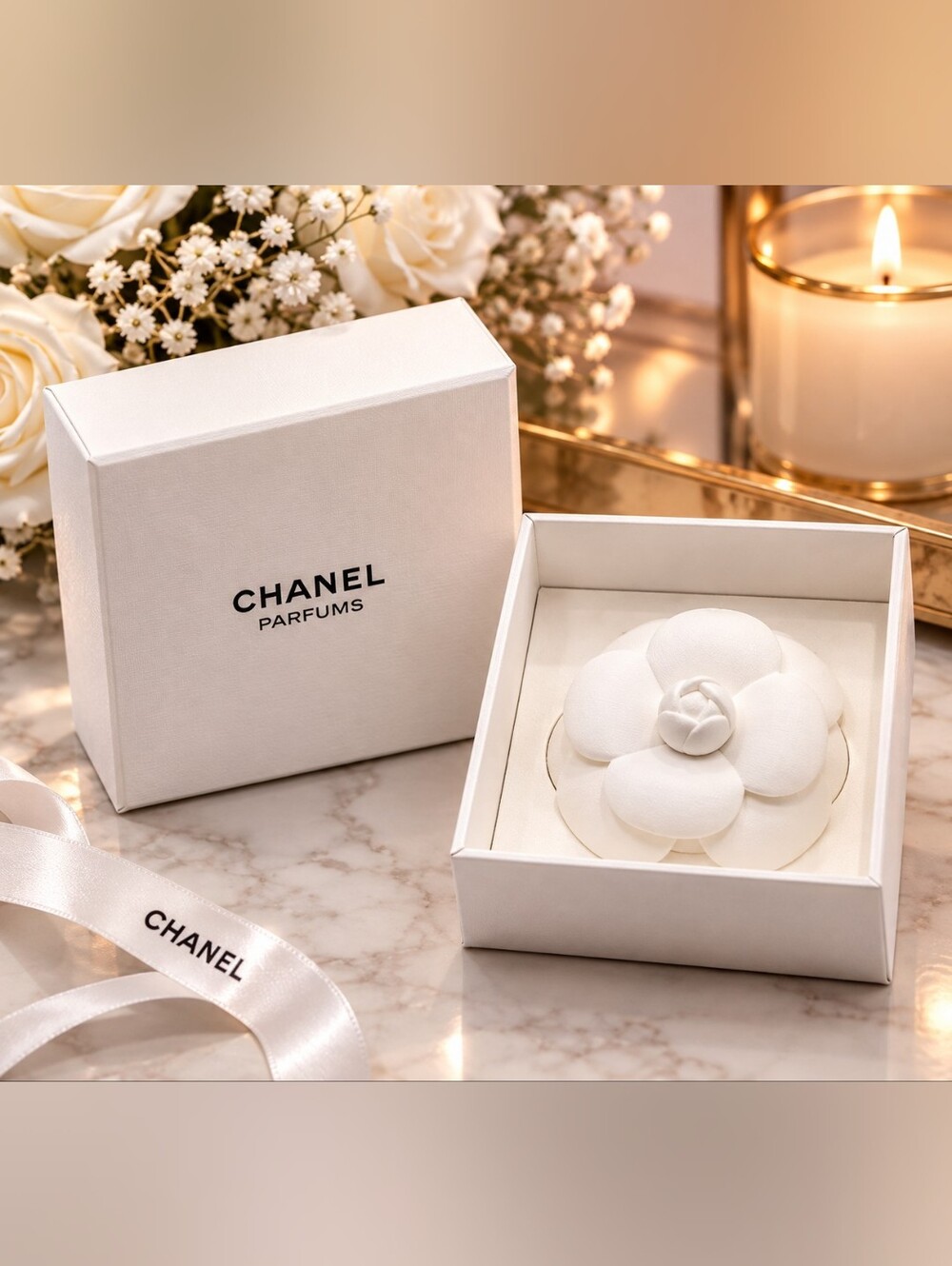 Authentic Chanel Ceramic White Camellia Fragrance Diffuser